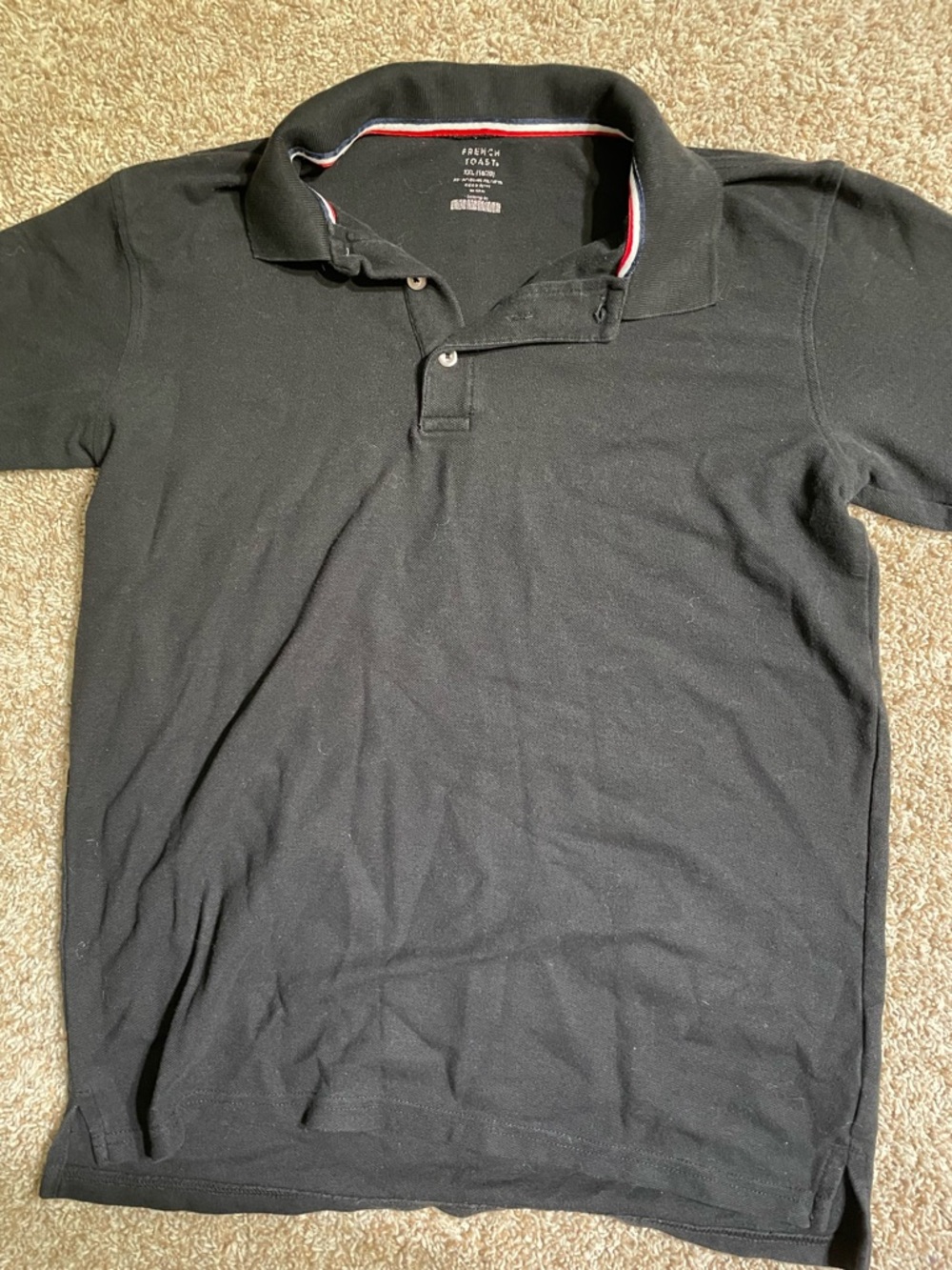 French Toast Black Polo with Red-White Trim